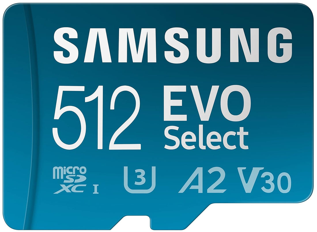 SAMSUNG EVO Select + Adapter 512GB microSDXC 130MB/s Full HD & 4K UHD, UHS-I, U3, A2, V30 (MB-ME512KA/AM)