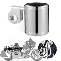 Motorcycle Handlebar Mount Chrome Aluminum Water Bottle Drink Cup Holder for 7/8" 1" 1 1/4" Handlebars, Roll Bar (Chrome)