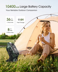 Camping Fan with LED Lantern, 10400mAh 9-Inch Rechargeable Battery Outdoor Tent Fan, 270°Head Rotation, Stepless Speed and Quiet Battery Operated Desk Fan or Picnic, Barbecue, Fishing, Travel