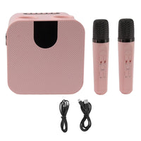 LJCM Mini Karaoke Machine, EQ Adjustment Change Voice 15W Mini Karaoke Machine Portable for Picnics for Family Gatherings (Pink)