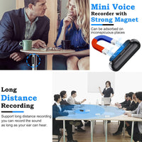 Binrrio Voice Activated Recorder, Magnetic Digital Voice Recorder 3200mAh-500H Continuous Recording Time 192 Hours Recording Capacity Recording Device for Lectures