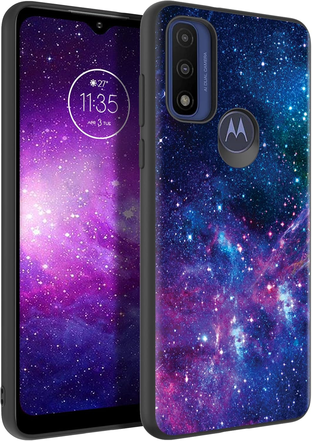 BENTOBEN Compatible with Moto G Pure Case, Slim Fit Glow in The Dark Soft Flexible Bumper Protective Anti Scratch Non-Slip Cases Cover for Motorola Moto G Pure (2021) 6.5 Inch, Nebula/Galaxy Design