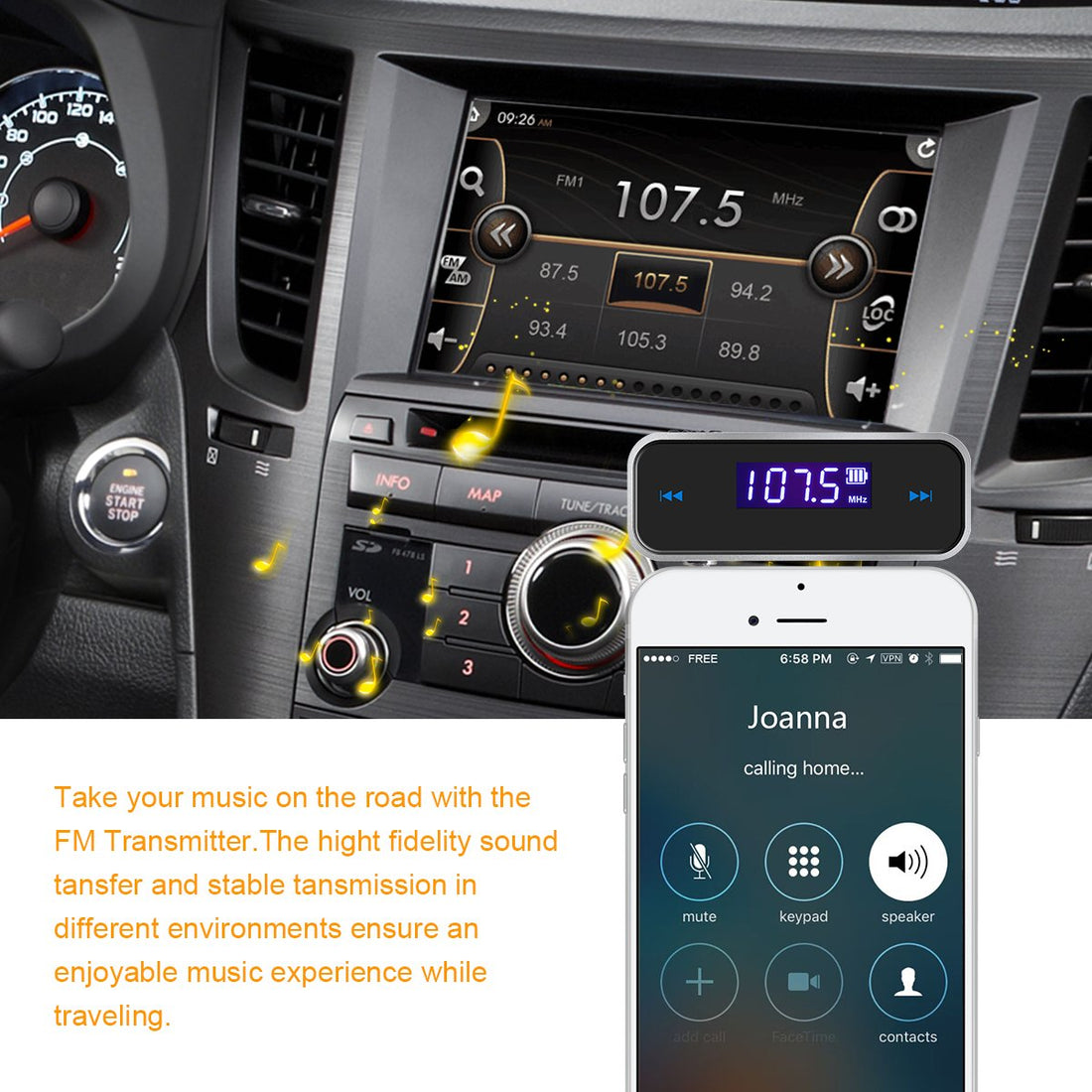 Bluetooth Car Kit FM Transmitter Audio Adapter Car Kit