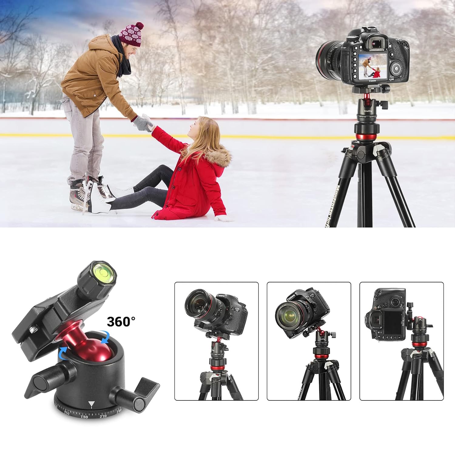 SmallRig Mini Ball Head, Tripod Head Camera 360° Panoramic with 1/4" Screw 3/8" Thread Mount and Arca-Type QR Plate Metal Ball Joint for Monopod, DSLR, Phone, Gopro, Max Load 4.4lbs/2kg - BUT2665