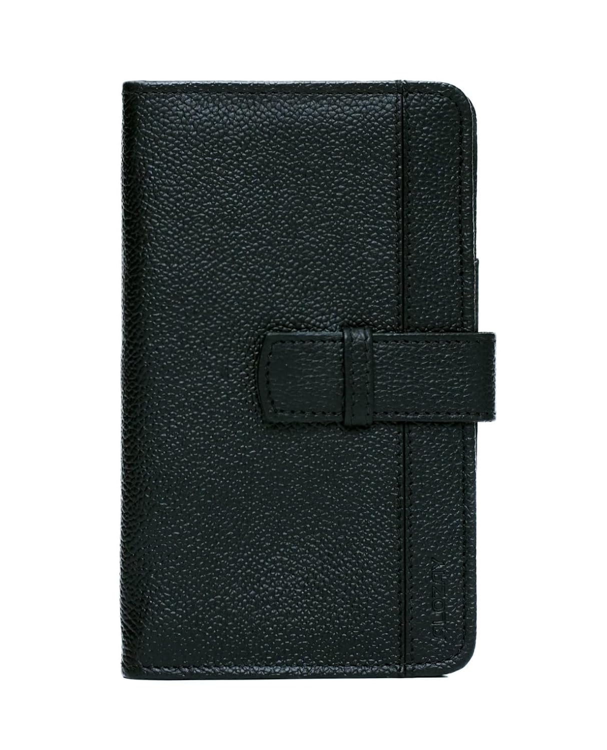 ALOZAY Leather Passport Holder Travel Wallet, Travel Document Organizer with Passport case, Holds 6 Cards, 1 ID Card, Cash, Pen holder, Small travel wallet in Slim Bifold style for Men and Women, Black, Travel Wallet