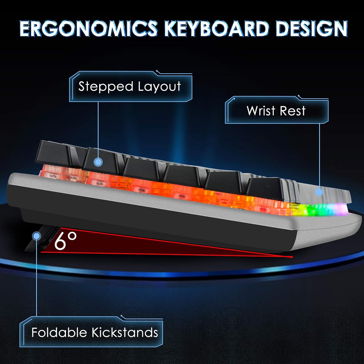 Beastron RGB Backlit Gaming Keyboard with Mouse Combo and Mouse pad, Multimedia Keyboard Knob