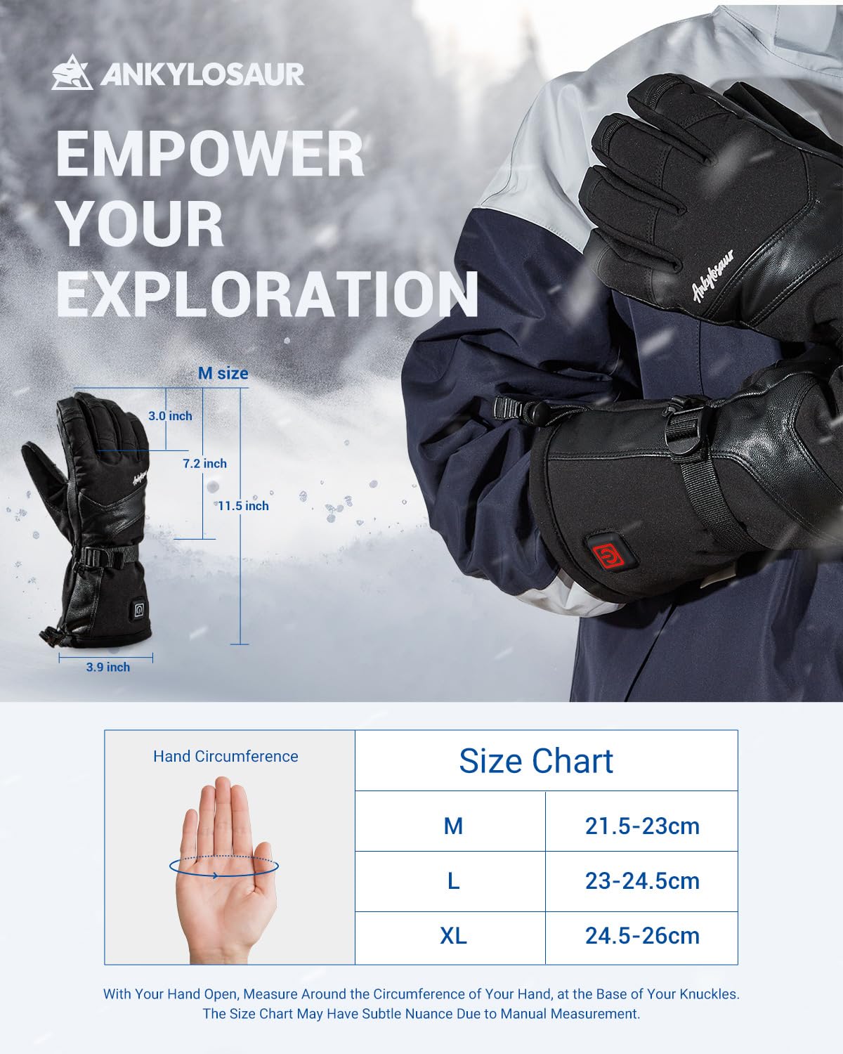 ANKLOSAUR Heated Gloves for Men and Women,Upgraded Thermal Materials, Outdoor Indoor Hand Warmer Glove, Heated Gloves Touchscreen Waterproof, for Climbing Hiking Cycling Skiing Snowboarding