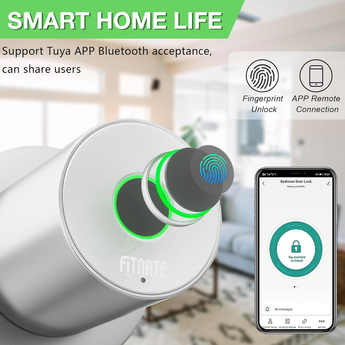 FITNATE Keyless Smart Lock Digital Door Lock with Keypad, Great for Home, Hotel and Office(Sliver）