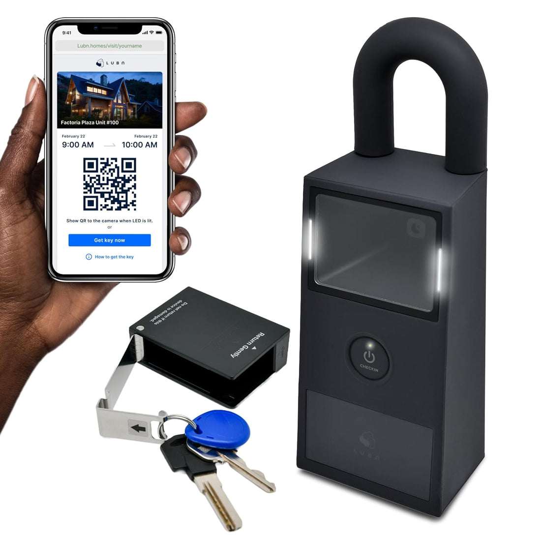 Lubn LTE Smart Camera Key Lock Box, Remote APP Key Box with QR Code Secure Access, Durable Outdoor Weatherproof Portable Digital Key Safe, Instant Visitor Check-in Photo Notice(Free 3 Month LTE Data)