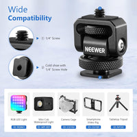 NEEWER 1/4" Mini Cold Shoe Mount Adapter Compatible with SmallRig Camera Phone Cage Rig, LED Video Light, Vlog Accessories, Mount Head Supports 138° Tilt Adjustment, Aluminum Alloy Structure, ST37