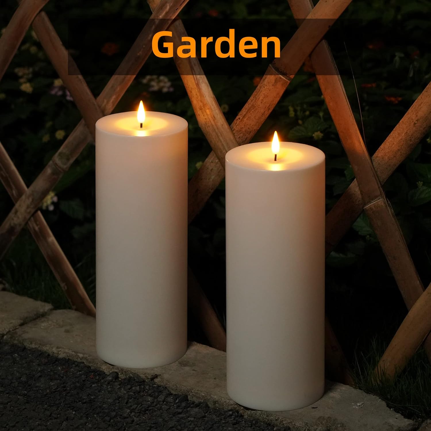 Patiphan Large Flameless Candles Outdoor, 11" x 4" Battery Operated Candles with Remote and Timers, Flickering Flame LED Candles, Waterproof Tall Pillar Candles for Decoration, White Set of 2
