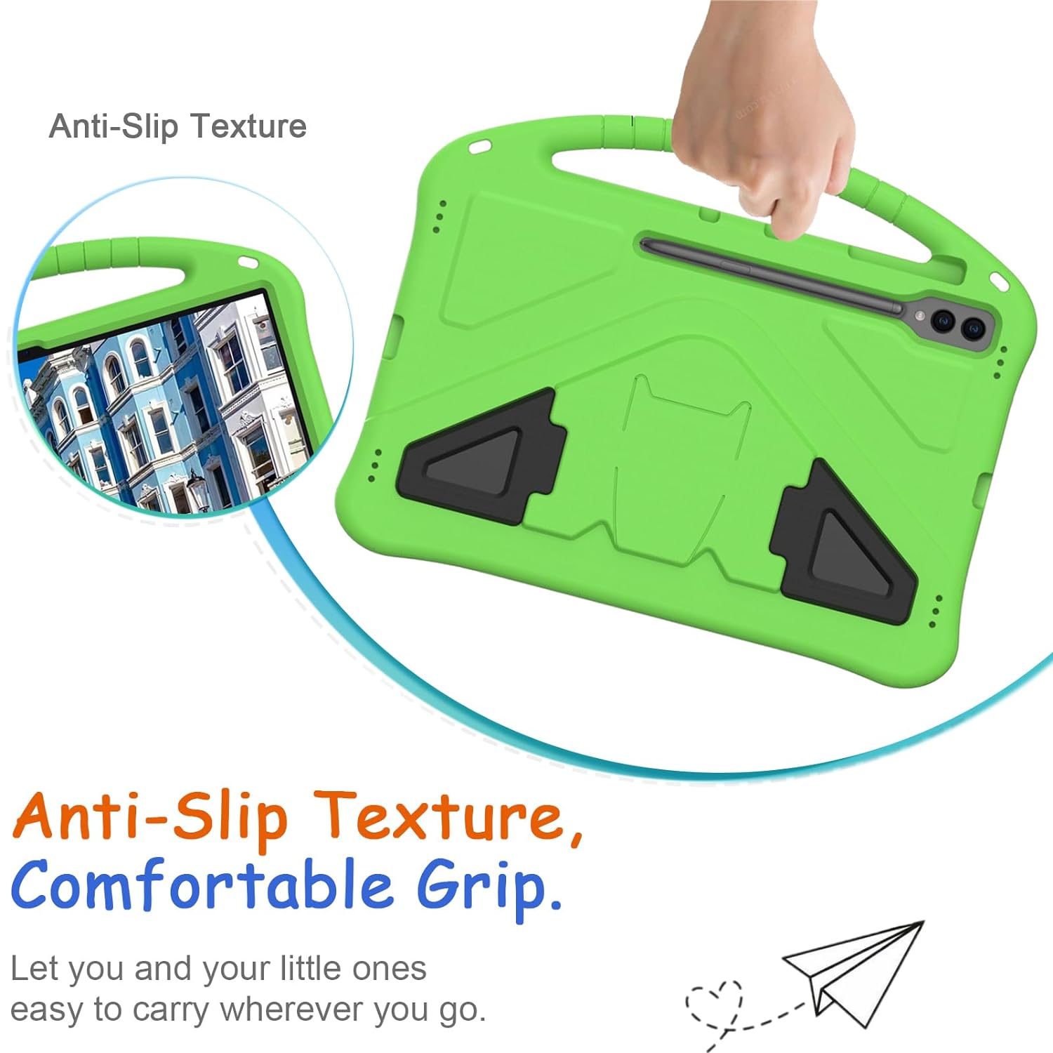 Kids Case for Samsung Galaxy Tab S9 Ultra/S8 Ultra 14.6" Tablet, Techcircle Light Weight Shock Proof EVA Foam Handle Rugged Stand Protective Case for Galaxy Tab S8 Ultra 2022/Tab S9 Ultra 2023, Green