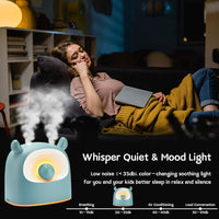 KUNWFNIX Mini Cute Humidifier - Quiet Ultrasonic Humidifier with Night Light, 2 Mist Modes, Auto Shut-off, 500ml Capacity Rain Cloud - RH30, Plants,Bedroom/babies,Nursery/office