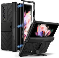 seacosmo case for Samsung Galaxy Z Fold 3, with Adjustable Kickstand & Magnetic Hinge Protector, Bulit in Screen Protector, Durable Rugged Shockproof Protective Case - Black