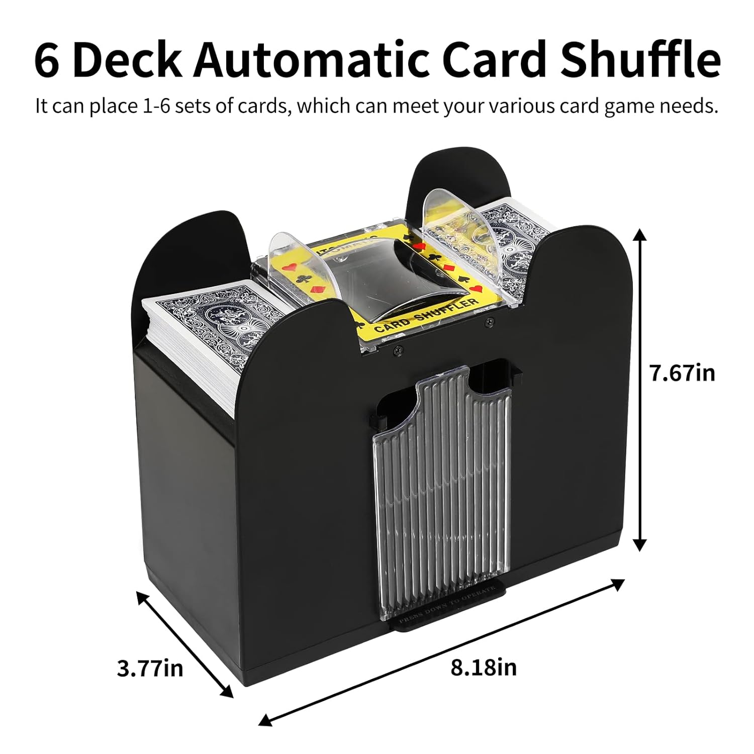 Ni-SHEN 6 Deck Automatic Card Shuffler USB/Battery Operated Electric Shuffler for Family Party Poker/Blackjack/UNO(1-6 Deck Card Shuffler)