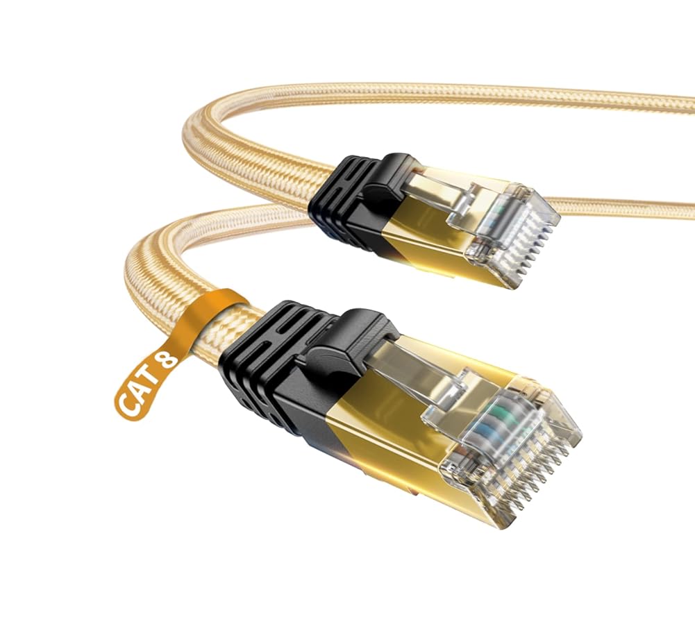 Cat 7 Ethernet Cable, DanYee Nylon Braided 33ft CAT7 High Speed Professional Gold Plated Plug STP Wires CAT 7 RJ45 Ethernet Cable 3ft 10ft 16ft 26ft 33ft 50ft 66ft 100ft (Gold 33ft)