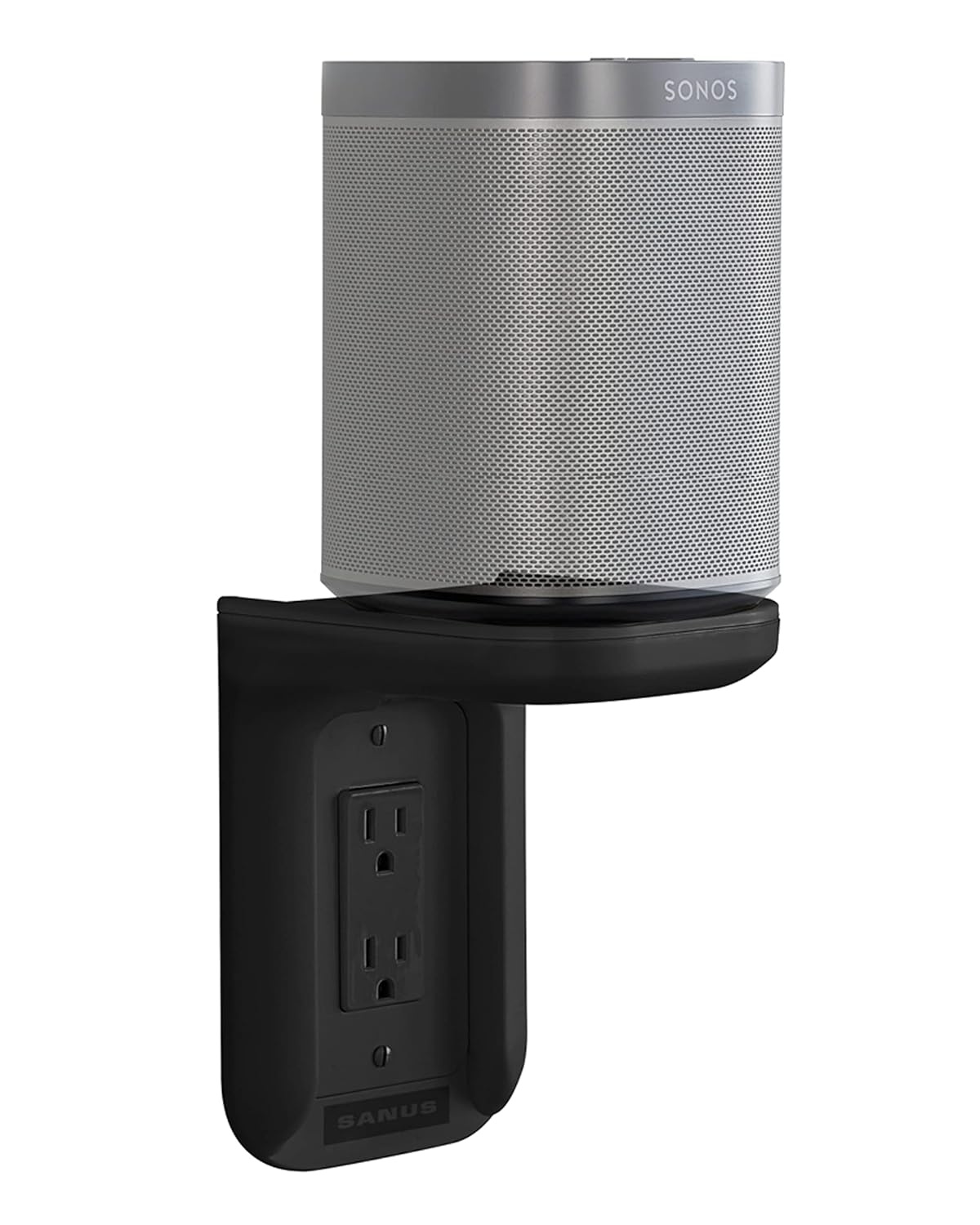 Sanus Outlet Shelf - Holds Any Device Up To 10lbs & Installs In Seconds - Includes Standard & Decora Style Outlet Covers & Integrated Cable Management Channel - Works For Sonos & Smart Home Speakers