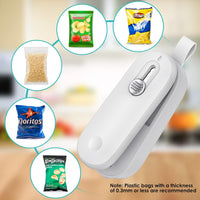 2-Pack Mini Bag Sealer, Heat Sealer & Cutter Battery Powered,Vacuum Sealer Portable Handheld Bag Resealer Kitchen Gadget Machine for Food Chip Bags Storage