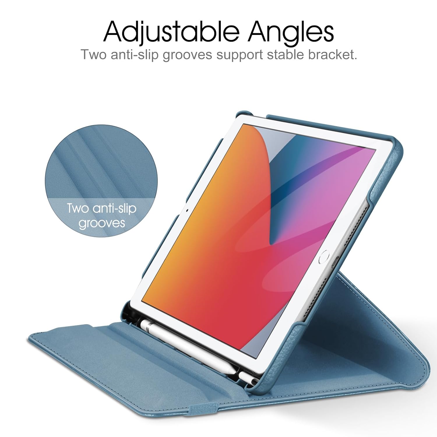 Fintie Rotating Case for iPad 9th Generation (2021) / 8th Generation (2020) / 7th Gen (2019) 10.2 Inch - 360 Degree Rotating Stand Cover with Pencil Holder, Auto Wake Sleep, Ocean Blue