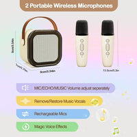BlueFire Portable Karaoke Machine with 2 Wireless Microphone, Mini Portable Bluetooth Speaker with Wireless Microphone,Gifts for Kids Age 4-12,Boys,Girls,Adults,Party, Home KTV,Outdoor,Travel