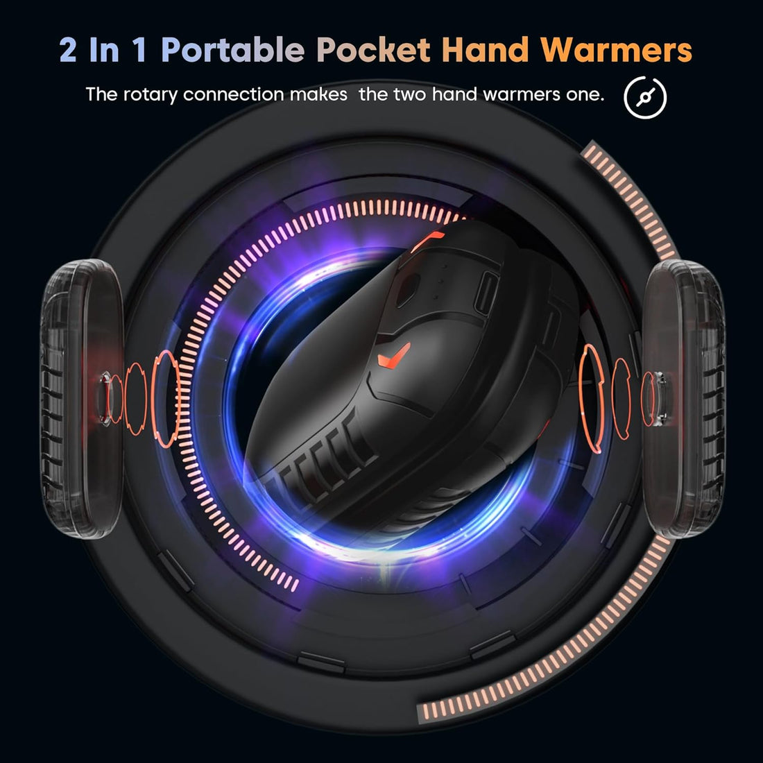 RORJOY Hand Warmers Rechargeable,2 in 1 Portable Electric Portable Pocket Heater Reusable,3 Levels Up to 12 hrs Heat, Quick Charge USB Hand Heater Great Gift for Heat Therapy, Outdoors, Hunting, Golf