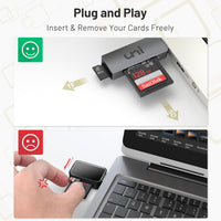 SD Card Reader, uni USB 3.0 to SD/Micro SD Card Adapter 2-in-1, Aluminum USB SD/TF Memory Card Reader for SD, SDXC, SDHC, MMC, RS-MMC, Micro SDXC, Micro SD, Micro SDHC Card and UHS-I Cards
