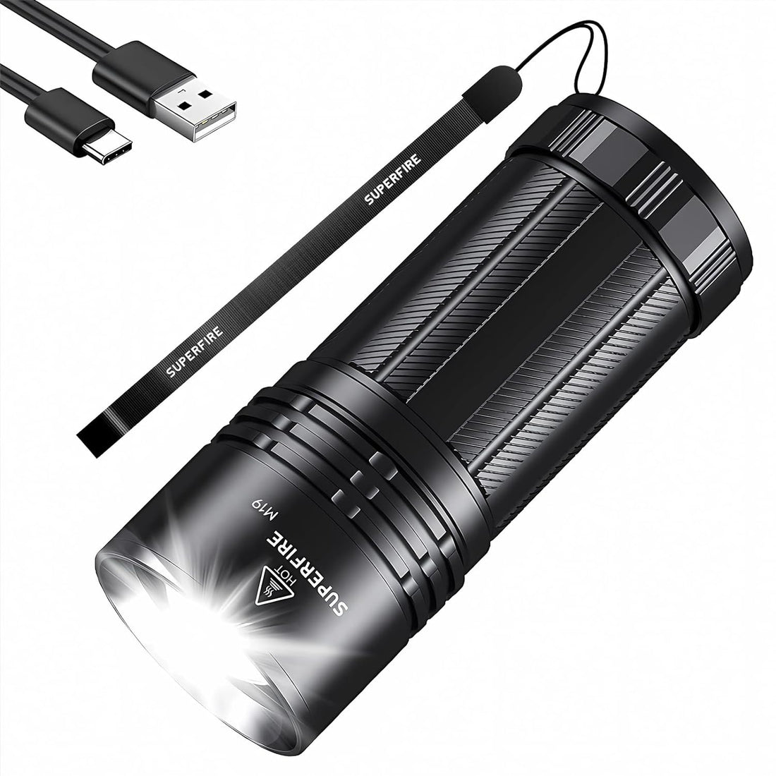 Rechargeable Flashlights High Lumens,6000 Lumen Super Bright Flashlight,LED Lights with Zoomable & 5 Modes,Powerful Handheld Flash Lights for Emergencies, Camping,Outdoor, Water Resistant (Black)