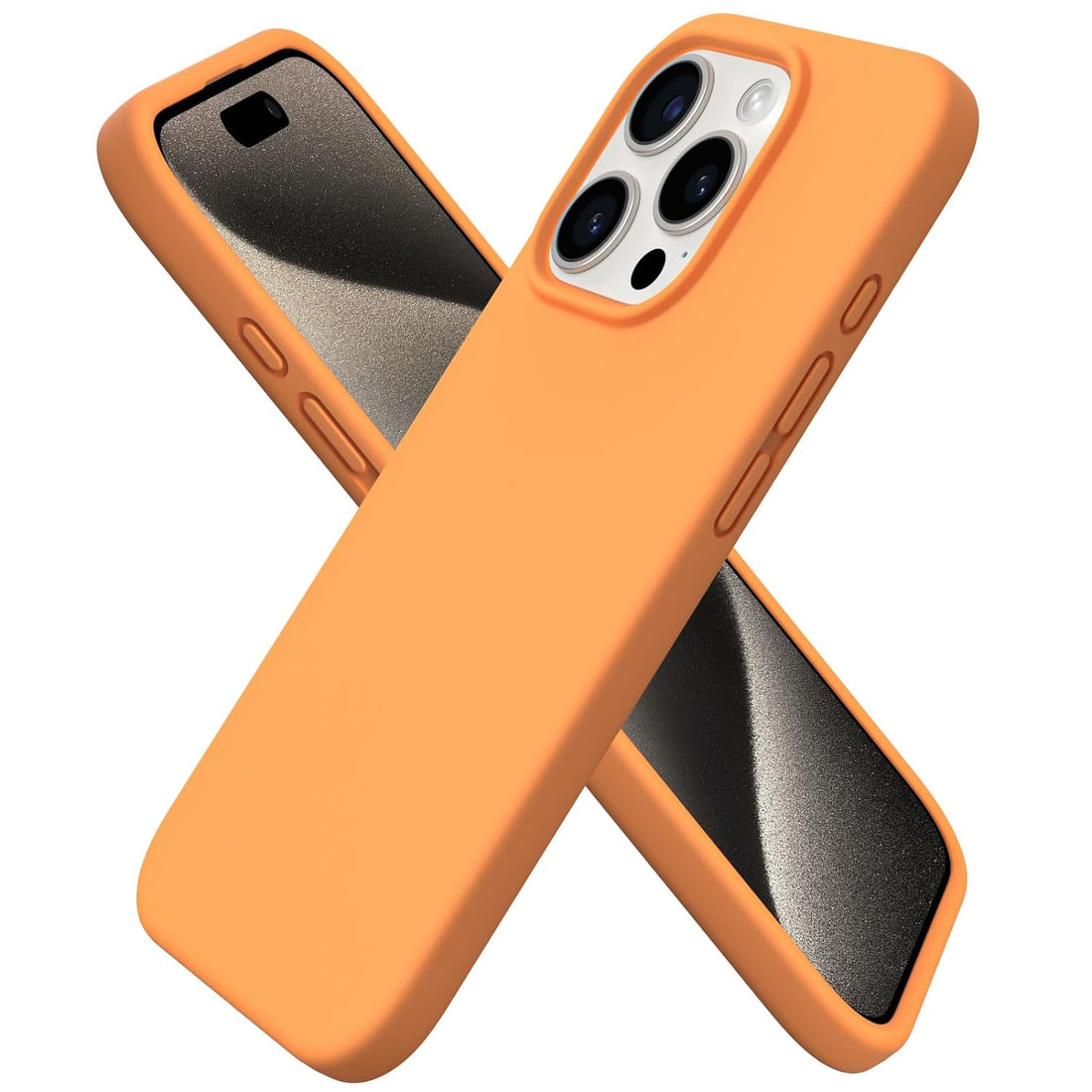 ORNARTO Compatible with iPhone 15 Pro Case 6.1", Liquid Silicone 3 Layers Full Covered Soft Gel Rubber Cover, Shockproof Protective Slim Phone Case with Anti-Scratch Microfiber Lining-Marigold