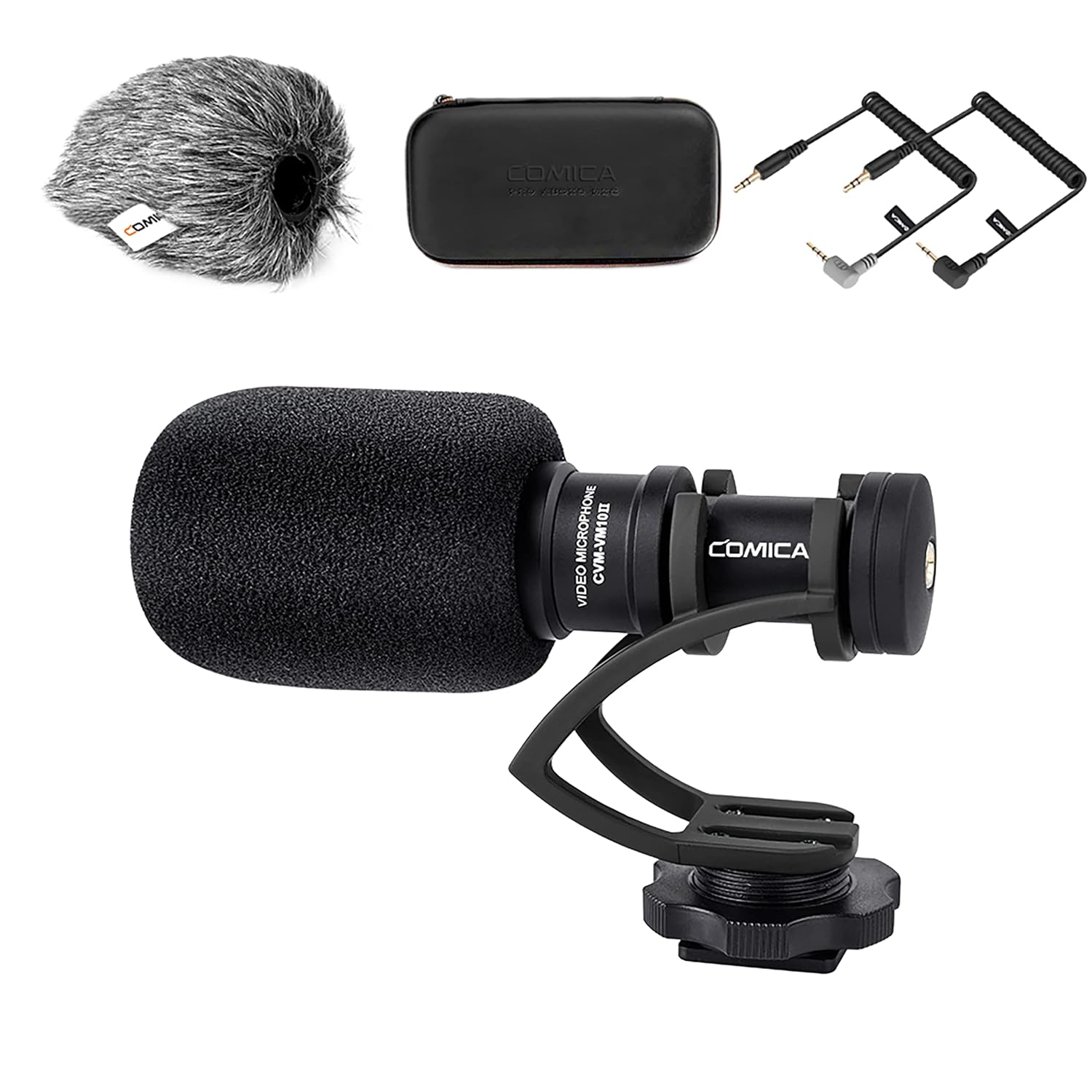 comica CVM-VM10II Full Metal Mini Compact on-Camera Cardioid Directional Shotgun Video Microphone with Shock-Mount for Smart Phone(Black)