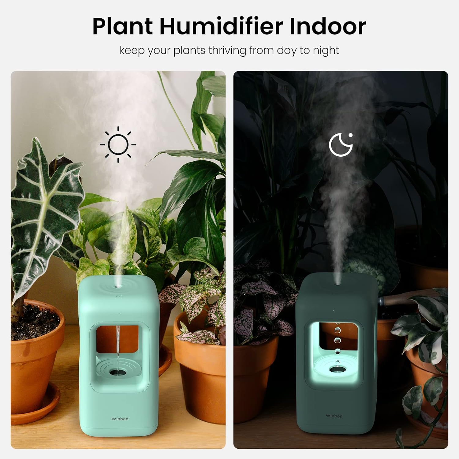 winben Humidifiers for Bedroom, Small Air Humidifier for Home Baby Nursery Indoor Plants, Quiet Ultrasonic Cool Mist for Large Room Office, 600ml Mini Cute Anti-Gravity Design, Easy to Clean, Blue