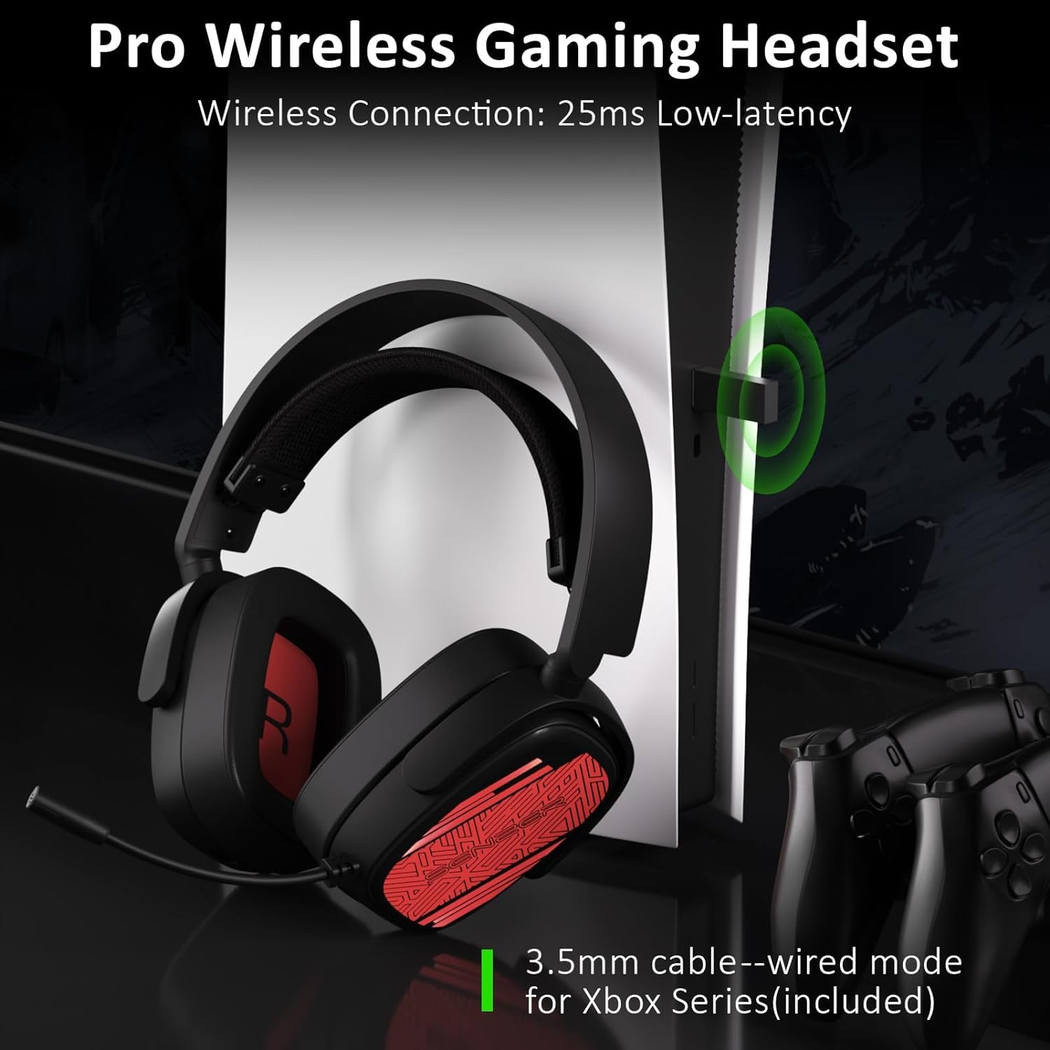 SENZER X100 Wireless Gaming Headset for PS5 PS4 PC Switch Bluetooth Gaming Headphones with Mic - Superior In-Game Sound, Memory Foam Pad Comfort Fit, Interchangeable Cover - w/3.5mm Wired for Xbox One