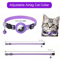 Cat Collar Breakaway with Airtag Holder - Adjustable Reflective AirTag Cat Collar with Bell Integrated Kitten Collar GPS Cat Collars Tracker for Girl Boy Cats Puppies (Purple)