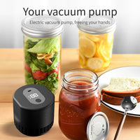 UROSER Mason Jar Vacuum Sealer, Vacuum Sealer for Jars, Screen Display of Battery Level and Working Time, Used for Food Storage, Food Fermentation, Canned Fruits(Black)