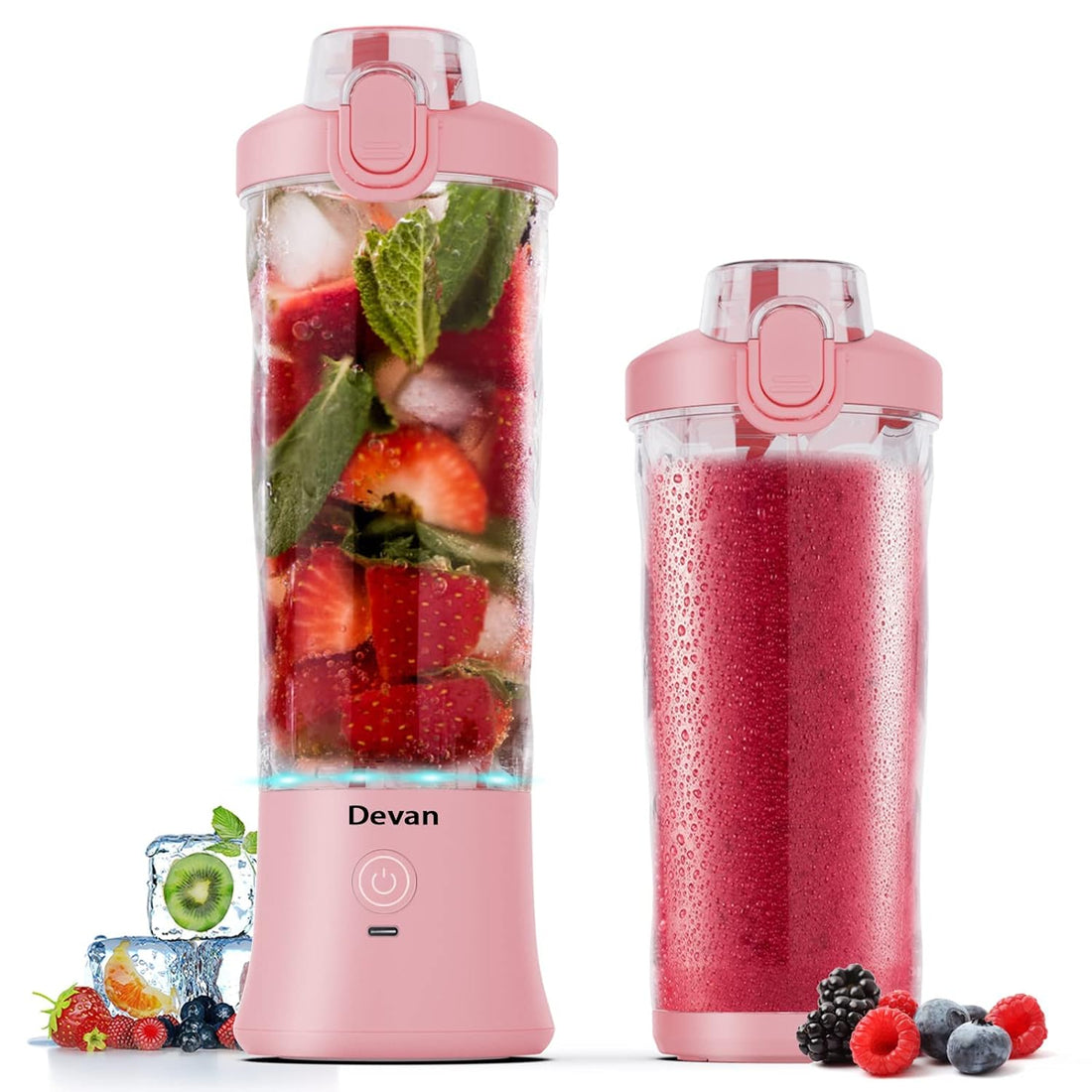 Portable Blender,270 Watt for Shakes and Smoothies Waterproof Blender USB Rechargeable with 20 oz BPA Free Blender Cups with Travel Lid