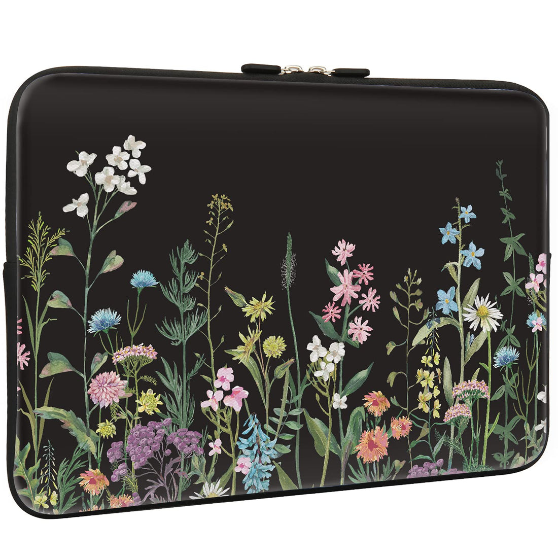 Lapac Wild Flower Design Black Laptop Sleeve Bag 13-14 Inch, Neoprene Light Weight Computer Skin Bag, Notebook Carrying Cover Bags for 13/13.3 Inch