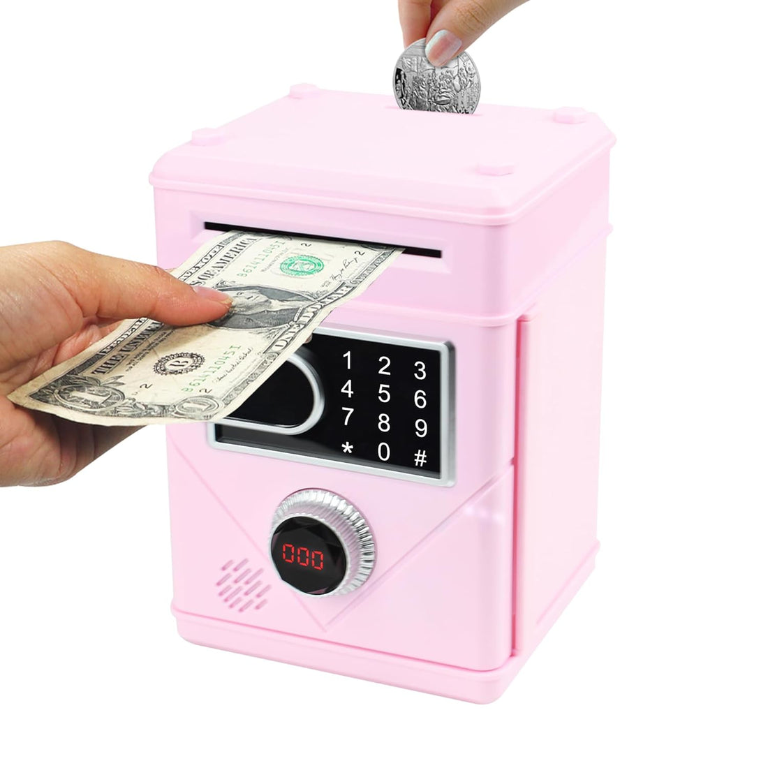 Veilxty Touch Screen Piggy Bank Electronic Password Piggy Bank for Kids, Music Piggy Bank Counting Money Bank Coin Bank ATM Banks for Boys and Girls (Pink)
