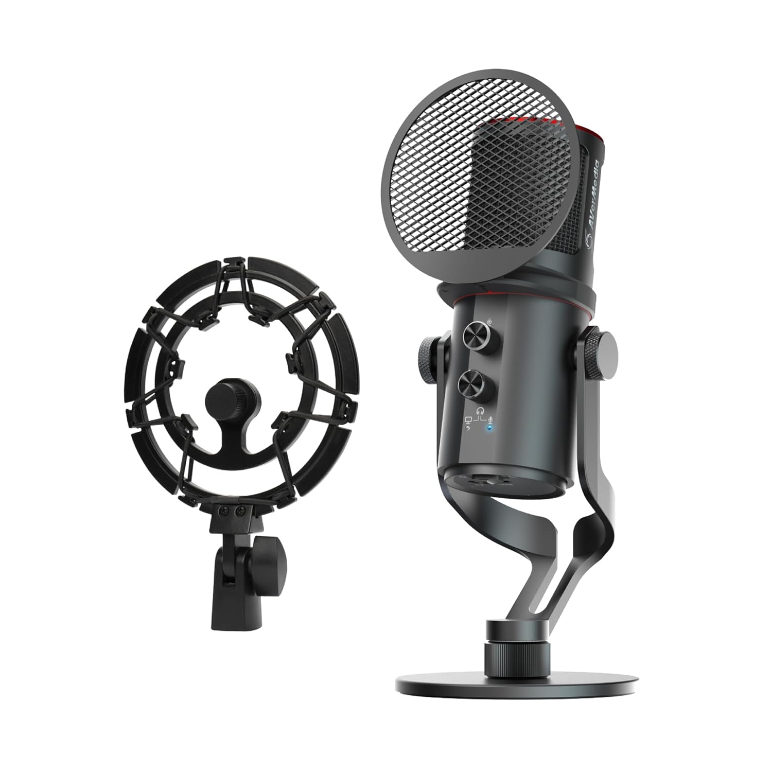 AVerMedia Live Streamer AM350 USB Condenser Microphone for Streaming, Podcast, Gaming, Singing, ASMR, Laptop, PC - Pop Filter & Shock Mount Included