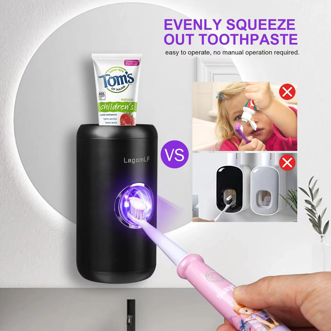 Automatic Toothpaste Dispenser - Electric Toothpaste Dispenser - Toothpaste Dispenser Wall Mounted-Suitable Toothpaste Dispenser for Kids and Adults