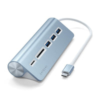 Satechi USB-C Combo Hub for Desktop - USB-A 3.0 Data Ports & Micro/SD Card Readers - for M2/ M1 MacBook Pro/Air, M2/ M1 iPad Pro/Air, M2 Mac Mini, iMac M1 (Blue)