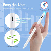 2020 iPad Air 4th Gen 10.9-Inch Stylus Pencil with Palm Rejection,Type-C Charge and Replaceable 1.5mm Fine Tip 2nd Stylus Pens Compatible with Apple Pencil for iPad Air 4th Gen 10.9" Drawing Pen,White