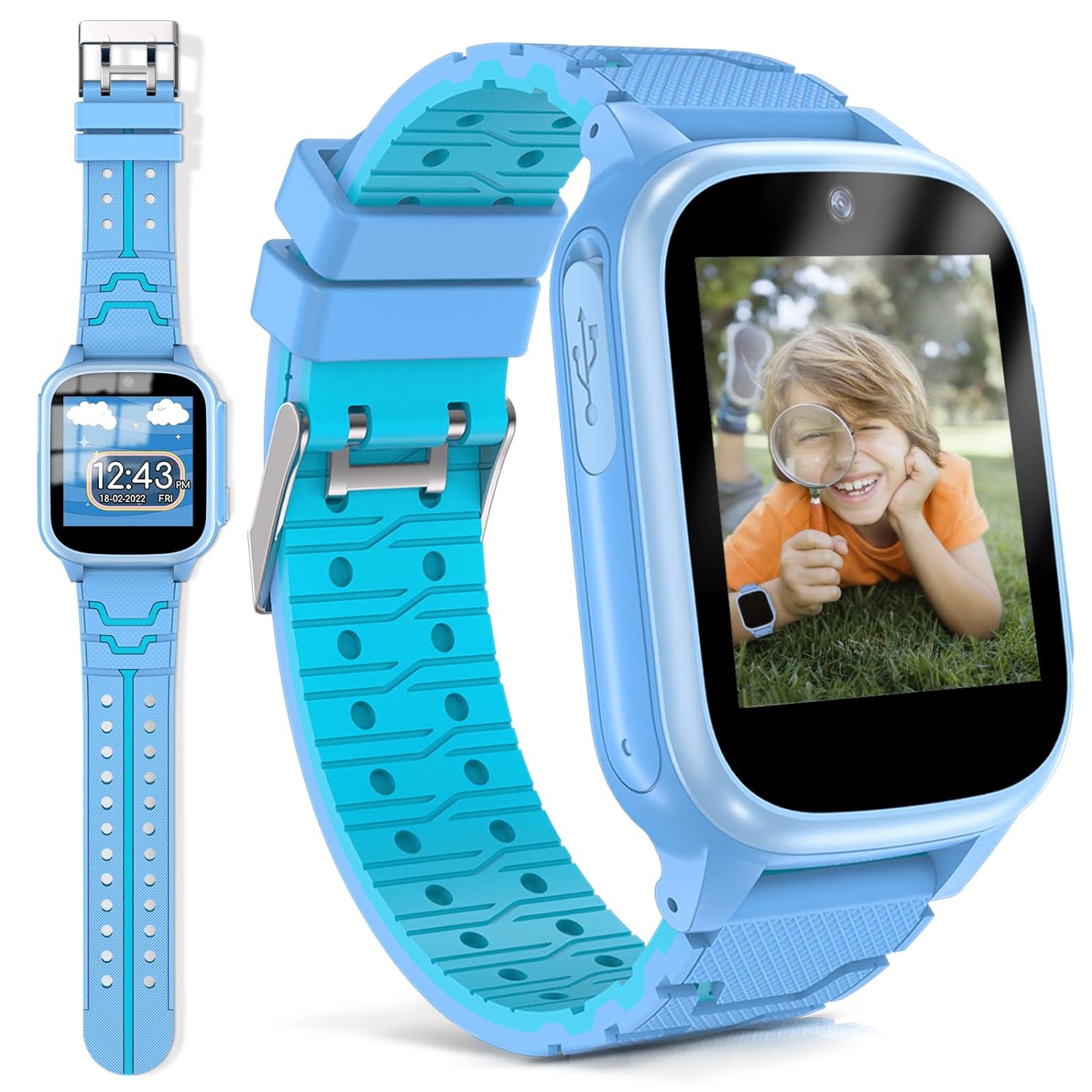 AstraMinds Smart Watch for Kids Boys Girls - Kids Smart Watches with 15 Games,Habit Tracker,2 Camera,10 Stories, Watch for Kids Boys Girls Ages 3-12(Blue)