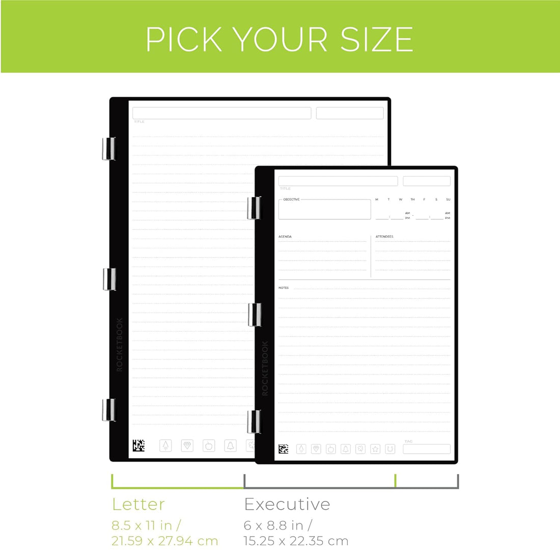 Rocketbook New Pro Lined Page Pack | Scannable Pro Pages for To Do Lists and Agendas - Write, Scan, Erase, Reuse | 20 Sheets | Letter Size: 7.8 in x 10.5 in,White