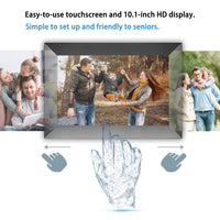 Dhwazz 10.1 Inch WiFi Digital Picture Frame, 16GB HD Black Smart Photo Frames with IPS Touch Screen, Free to Share Moments via Frameo APP, Support USB, Micro SD Card, Video and Slideshow