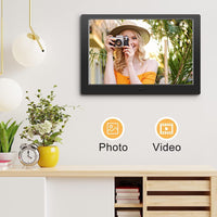 YOUYU Digital Photo Frame 10 Inch, Digital Picture Frame, Remote Control, Plug & Play, IPS Display, Automatic Playback Photo/Video/Calendar/Clock, Electric Frame Supports USB and SD card (Black)