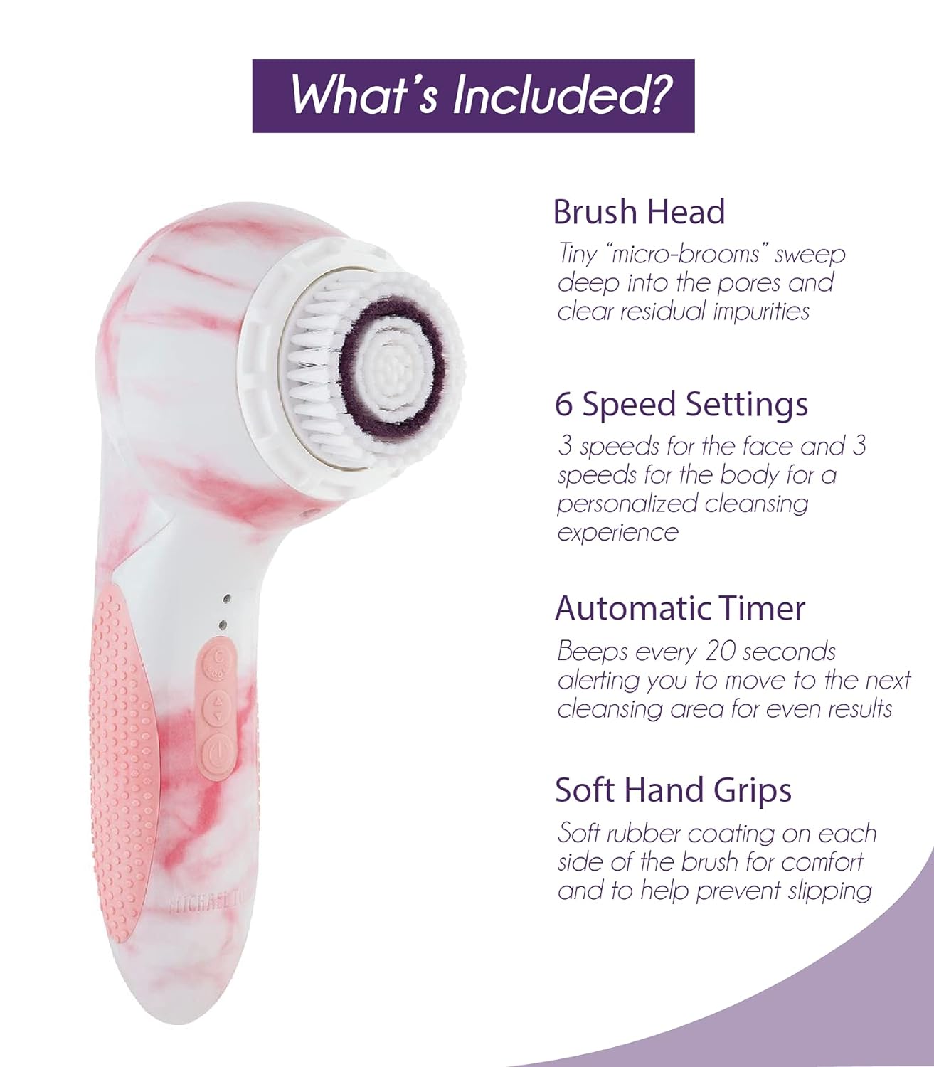 Michael Todd Beauty - Soniclear Elite - Facial Cleansing Brush System - 6-Speed Powered Exfoliating Face & Body Brush