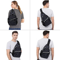 MOSISO Sling Backpack,Travel Hiking Daypack Leopard Grain Rope Crossbody Shoulder Bag & Removable Strap, Black