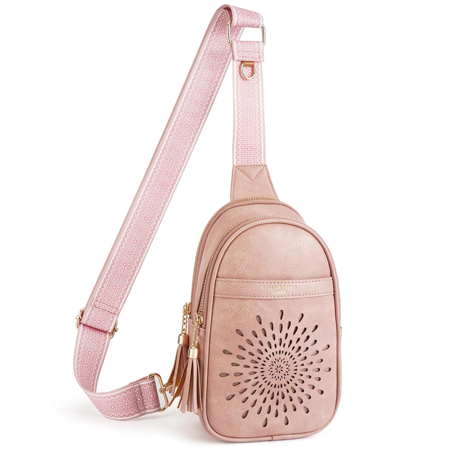 APHISON Small Sling Bag Fanny Packs Cell Phone Purse Vegan Leather Crossbody Bags for Women Chest Bag with Adjustable Strap, 08-pink, Fashion