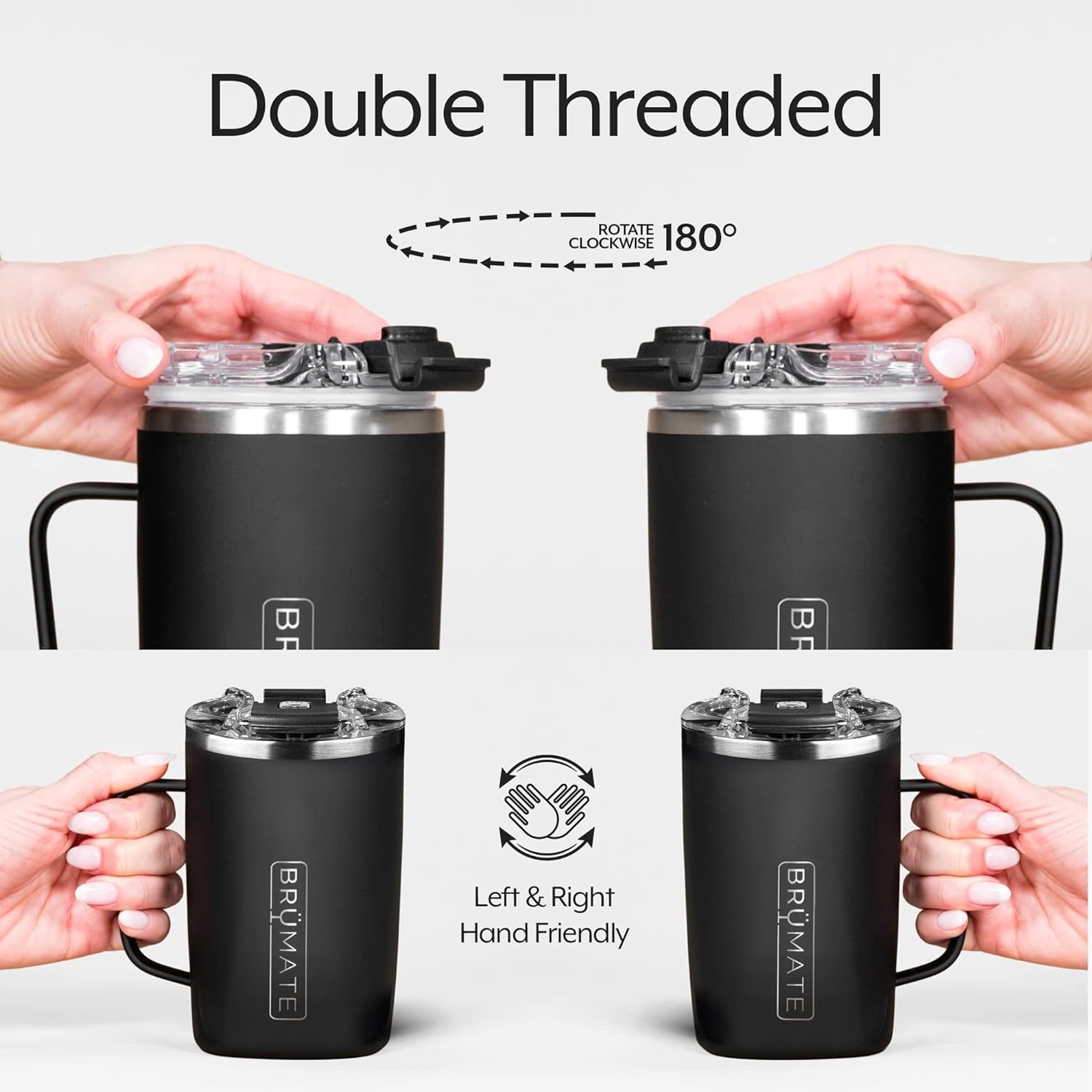 Brumate Toddy - Insulated Coffee Mug with Handle & Lid - 100% Leak-Proof Stainless Steel Coffee Travel Mug - Double Walled Coffee Cup - Glitter Charcoal