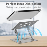 Gogoonike Adjustable Laptop Stand for Desk, Metal Foldable Laptop Riser, Portable Laptop Holder, Ventilated Cooling Computer Notebook Stand Compatible with 10-17.3” Laptops