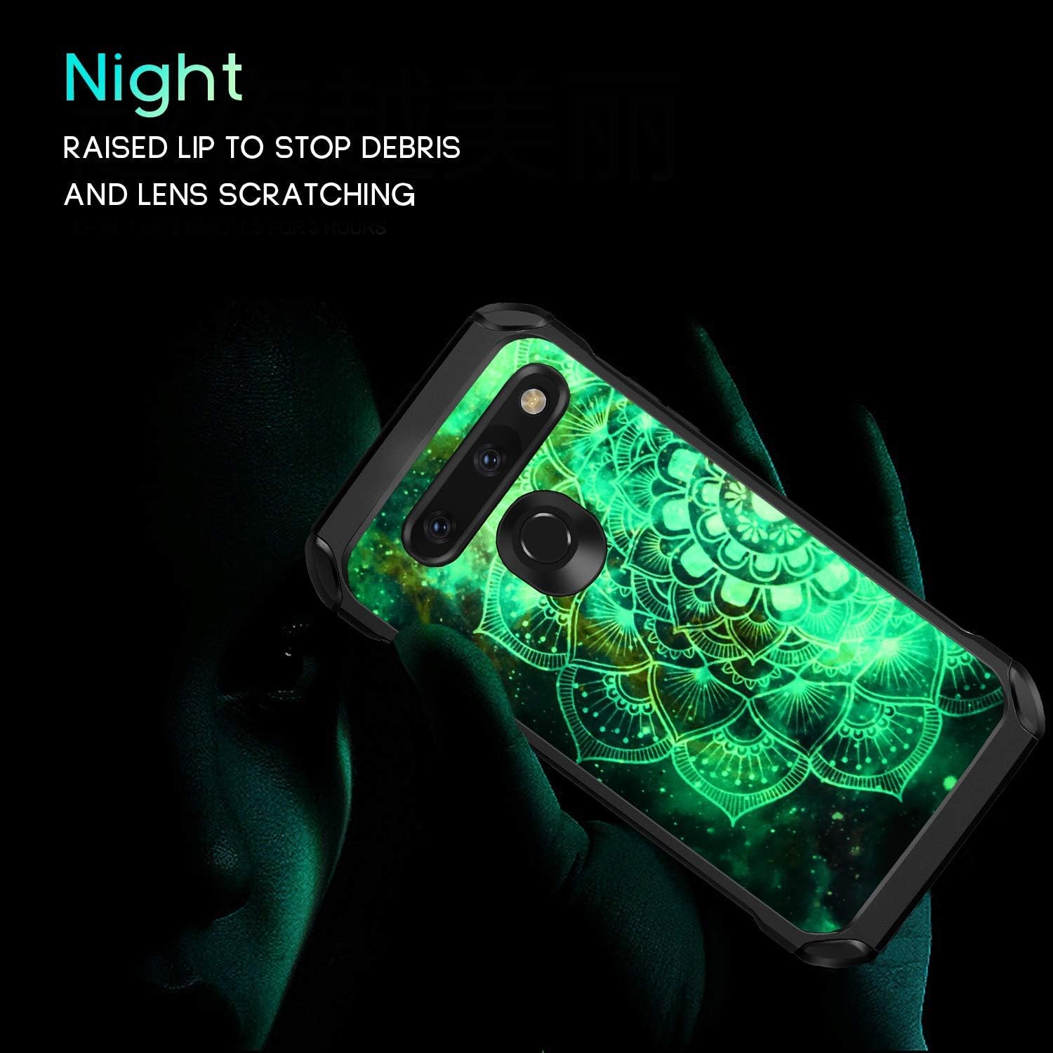 BENTOBEN Compatible with LG G8 ThinQ/LG G8 Case, Shockproof Glow in The Dark Luminous 2 in 1 Hard PC Soft TPU Bumper Protective Phone Case Cover for LG G8 Thin Q/LG G8 2019 Release, Mandala in Galaxy